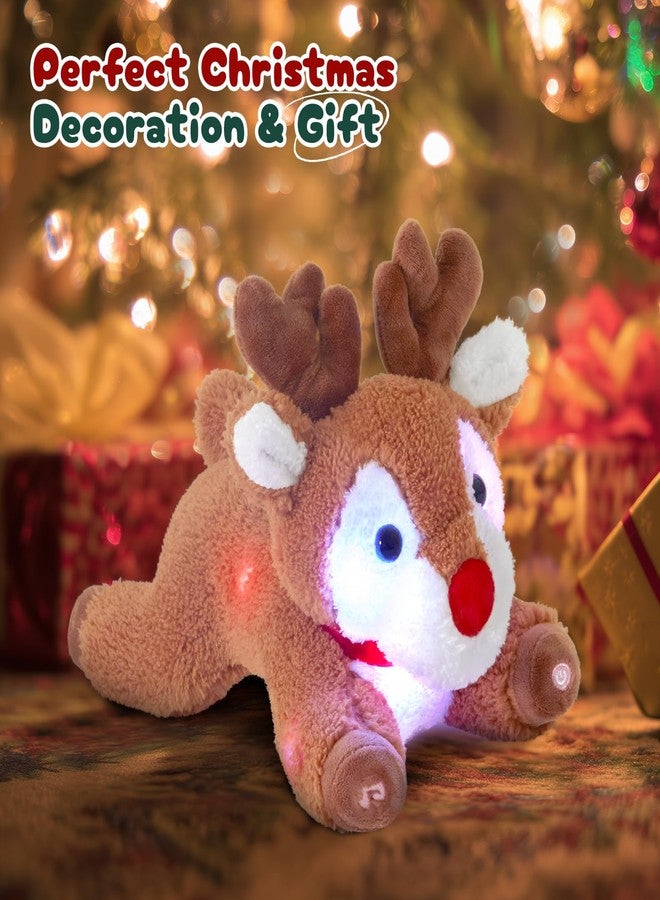 Glow Guards Christmas Reindeer Stuffed Animal Light up Music 10'' Night Light LED Glowing Singing Elk Plush Toy Decoration Birthday (Light Brown) - Image 4